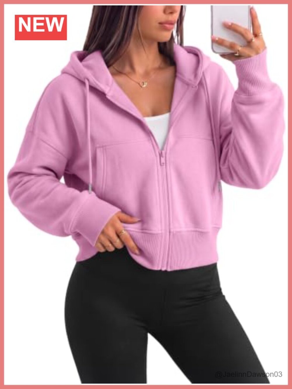 Womens Zip Up Cropped Hoodie Drop Shoulder Cotton Blend Sweatshirt